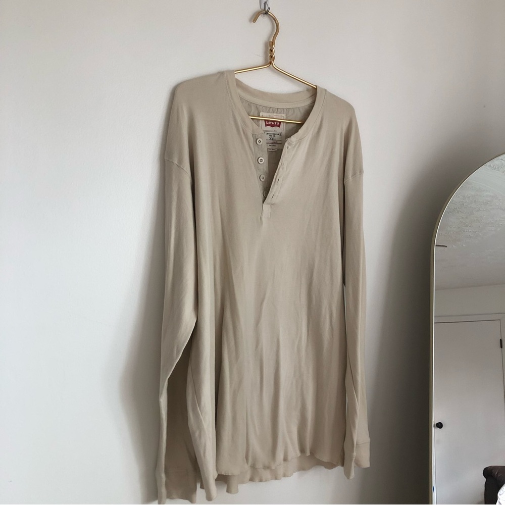 Mens Levi Cream Long Sleeve Shirt